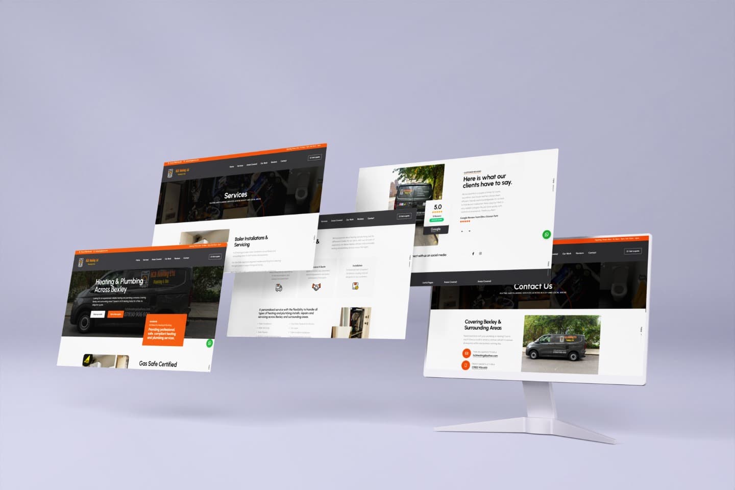 A web design for a plumbing and heating/gas company