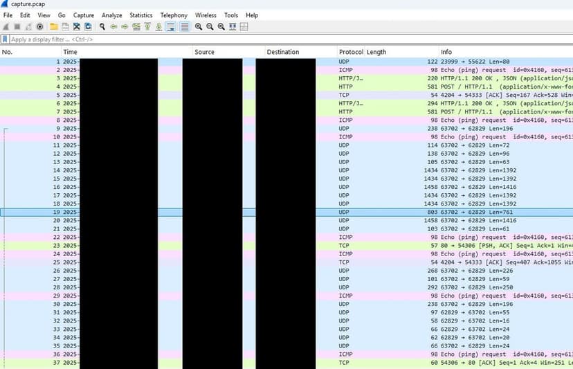 Wireshark network sniffing for high data usage