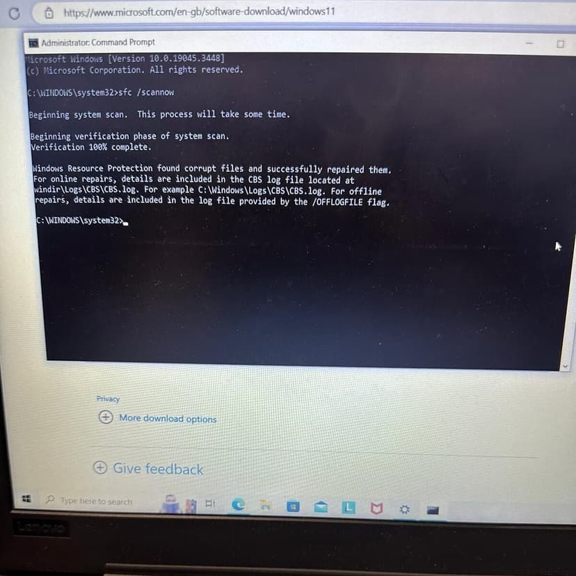 Administrator CMD scan and recovery